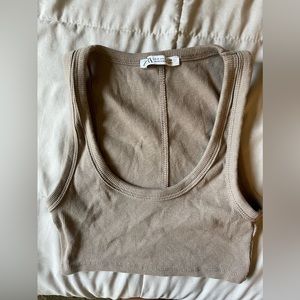 Zara beige cropped tank top